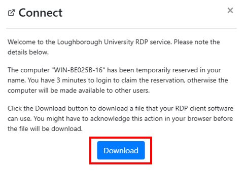Information box with download prompt button